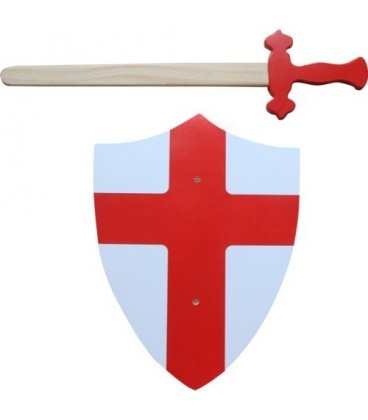 Simply for kids houten zwaard en schild-rood