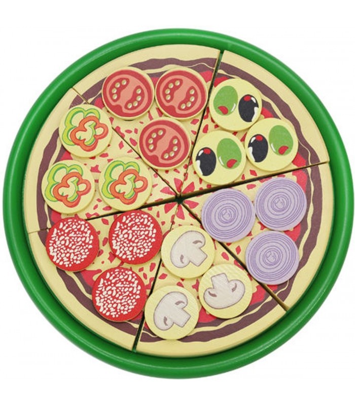 valuta Ontbering plein speelgoed eten pizza | met toppingsen pizzabord | houten speelgoed