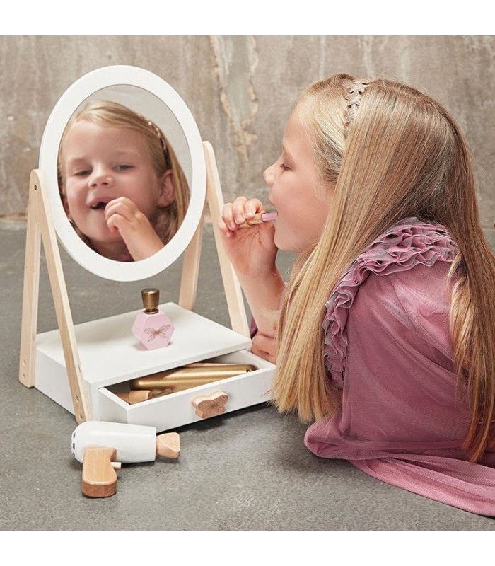 lekken Scheiden behang Byastrup houten make-up spiegel met lade