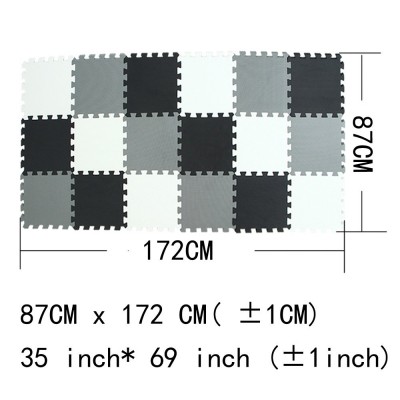 Puzzelmat met grijs, witte en zwarte tegels - 172 x 87 cm