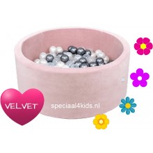 Ballenbak Velvet Roze met 250 ballen | 90x40 cm | VR-GWPTB
