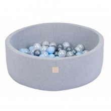 Ballenbak met 200 ballen | Ballenbak grijs | Kleur ballen Licht blauw, grijs en transparant