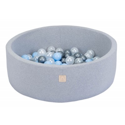 Ballenbak met 200 ballen | Ballenbak grijs | Kleur ballen Licht blauw, grijs en transparant