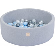 Ballenbak licht grijs | 90x 30 cm | Ballen: L- Blauw, Parel en Zilver