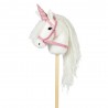 Stokpaard witte unicorn met roze hoorn | Merk: Byastrup
